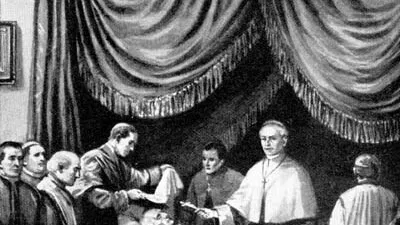 Parte da Ilustração "Como o Papa é Eleito" por W. J. Wintle. Publicado na London Magazine em junho de 1903.