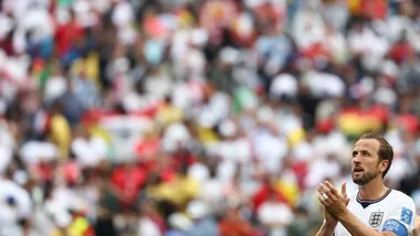 England's forward #09 Harry Kane reacts after a draw in the 2026 World Cup Group L football match between England and Ghana at the Boston Stadium in Foxborough on June 23, 2026. (Photo by FRANCK FIFE / AFP)