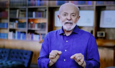 O presidente Lula em pronunciamento em homenagem ao Dia do Trabalhador