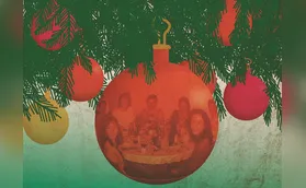 Lembranças de Natal desembrulhadas no presente