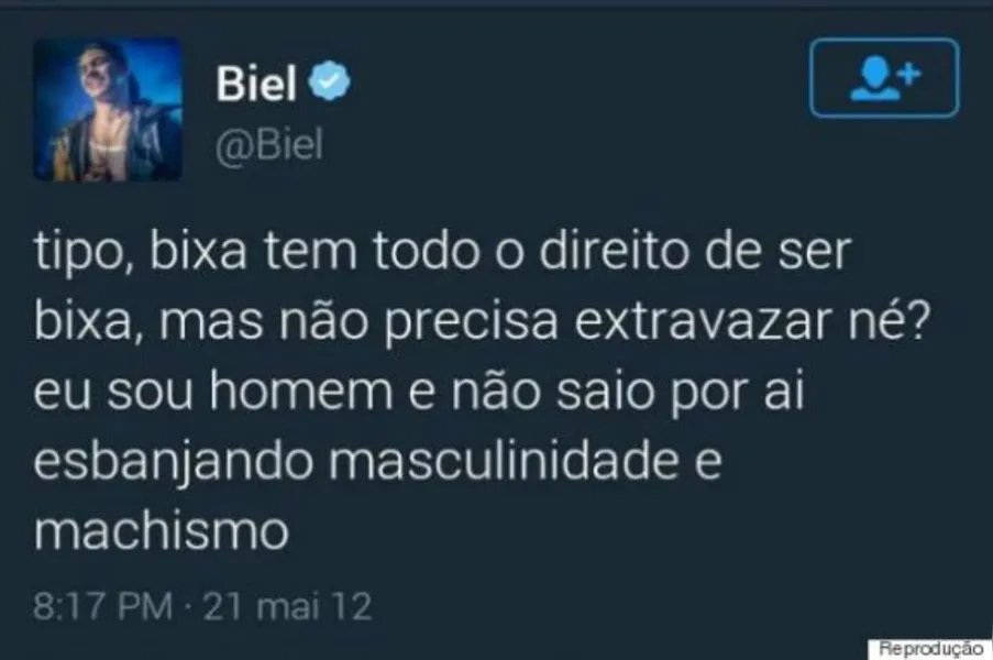 Internautas resgatam publicações homofóbicas e racistas de Biel