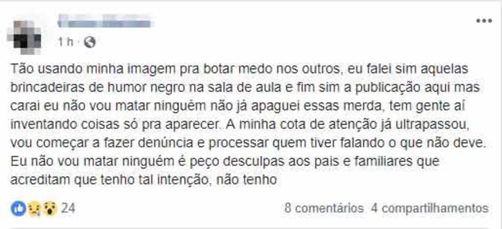 Imagem ilustrativa da imagem Pelas redes sociais, aluno ameaça 'entrar atirando' e provoca pânico em Ibiporã