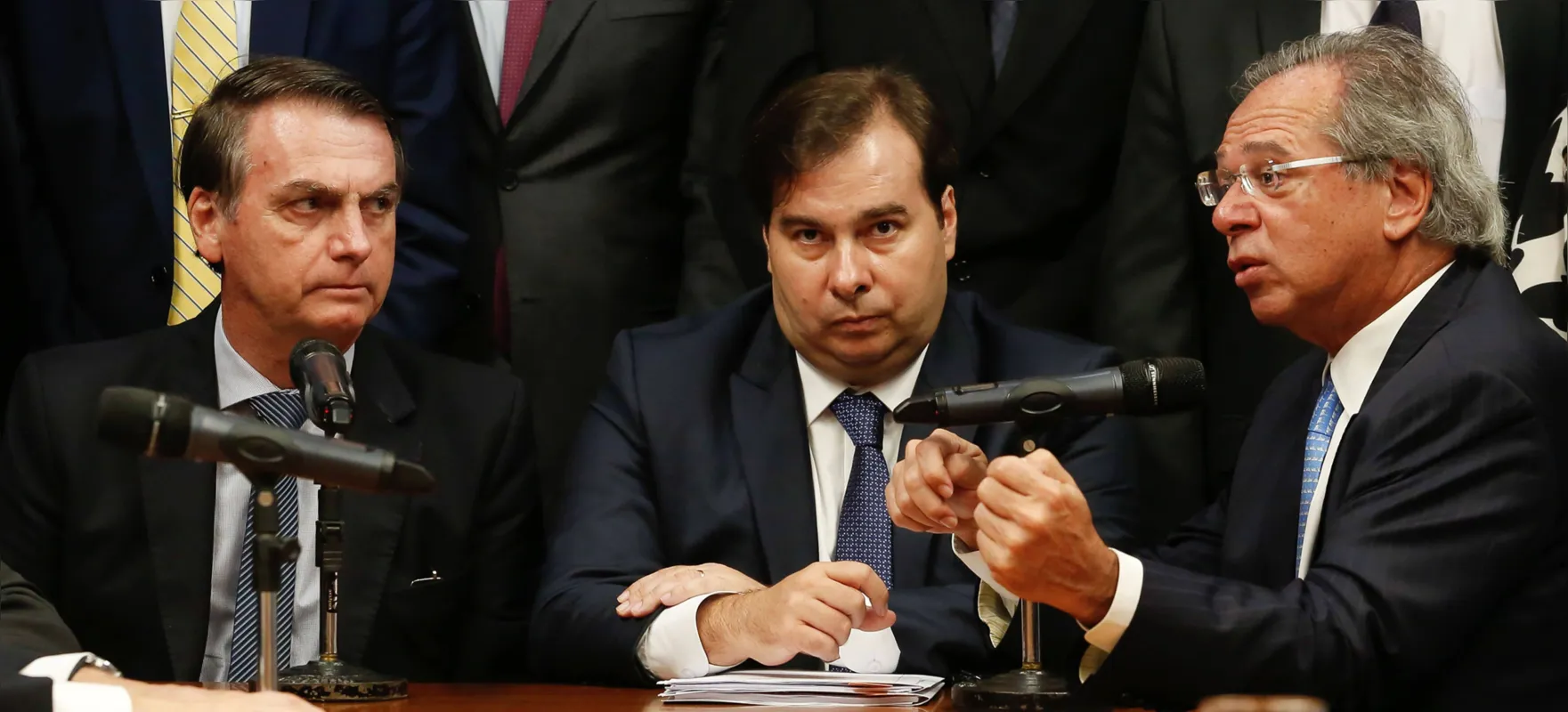 Jair Bolsonaro, Rodrigo Maia e Paulo Guedes: desentendimento gera incerteza no mercado