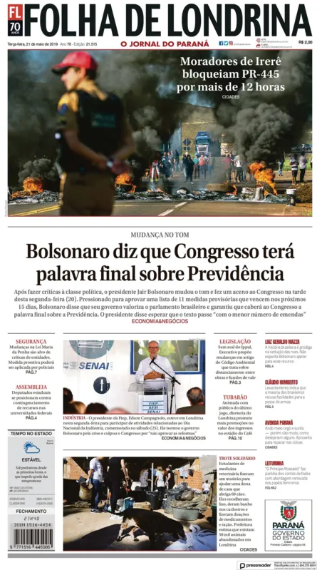 Imagem ilustrativa da imagem Capa do dia 21/05/2019