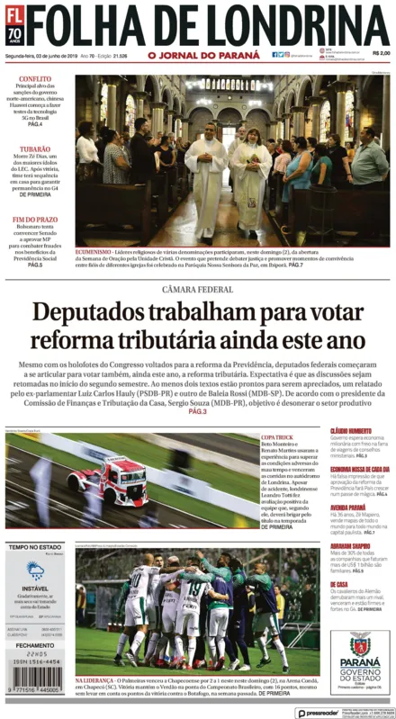 Imagem ilustrativa da imagem Capa do dia 03/06/2019
