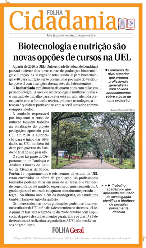 Imagem ilustrativa da imagem Biotecnologia e nutrição são novas opções de cursos na UEL