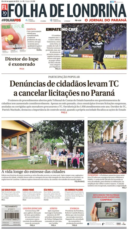 Imagem ilustrativa da imagem Capa 03/08/2019