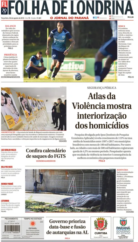 Imagem ilustrativa da imagem Capa 06/08/2019