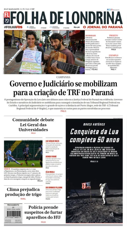 Imagem ilustrativa da imagem Capa 20/07/2019