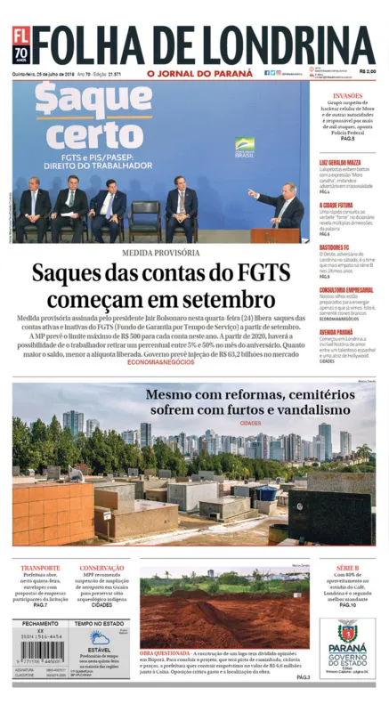 Imagem ilustrativa da imagem Capa 25/07/2019