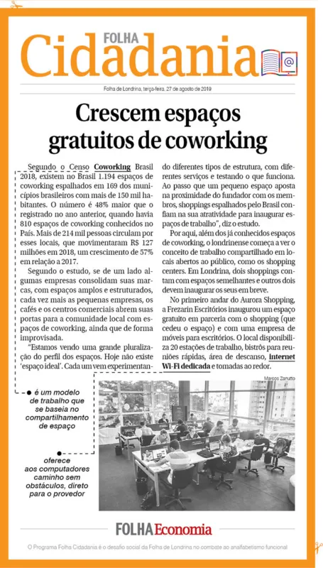 Imagem ilustrativa da imagem Crescem espaços gratuitos de coworking