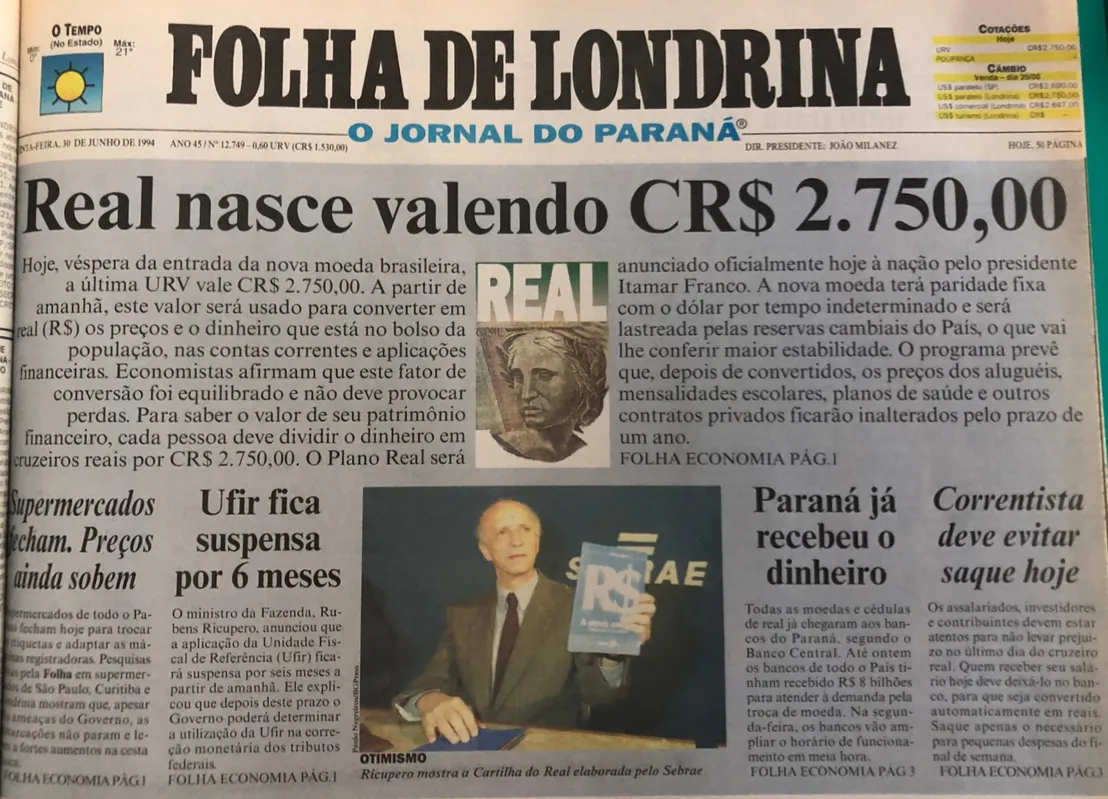 Imagem ilustrativa da imagem É REAL: 25 anos da moeda que derrotou a inflação