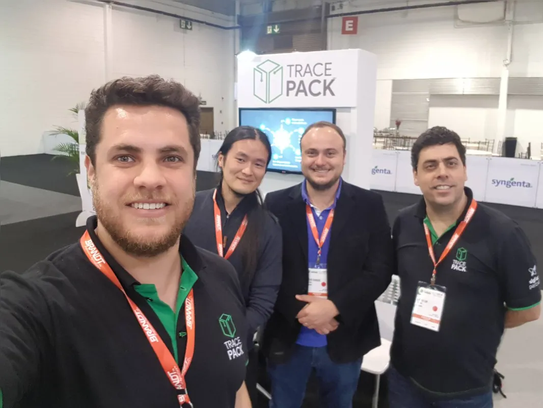 Renan Salvador, Dilson Ito, Gustavo Schneider e Gustavo Leme, sócios da Tracepack, AgroTech de Londrina