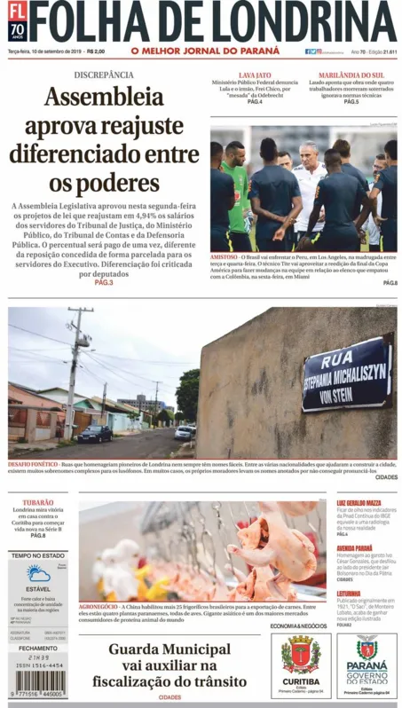 Imagem ilustrativa da imagem Capa 10/09/2019