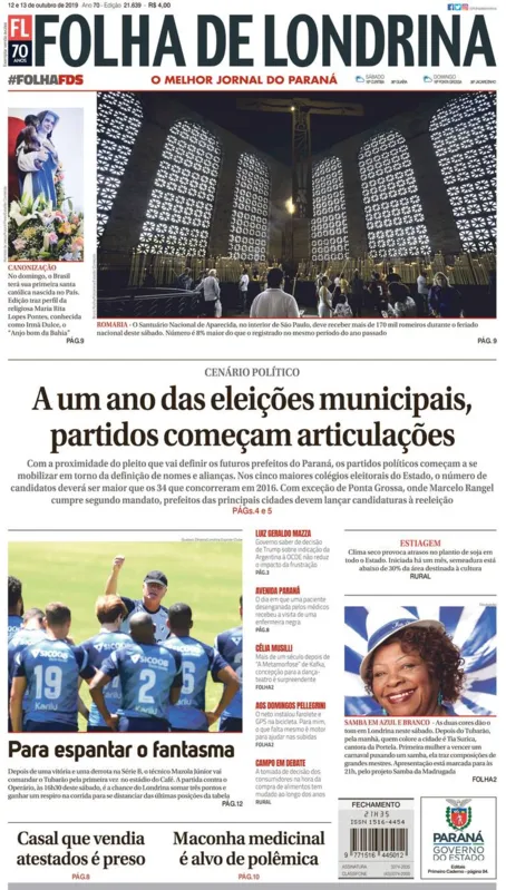 Imagem ilustrativa da imagem Capa 14/10/2019