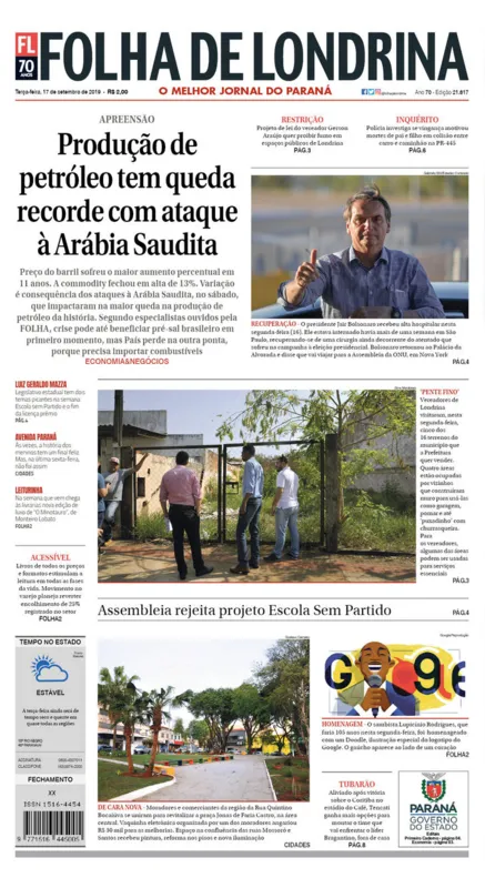 Imagem ilustrativa da imagem Capa 17/09/2019