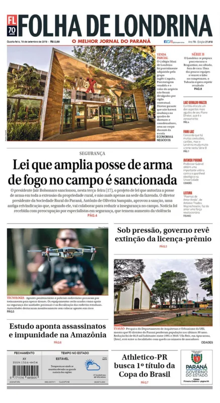 Imagem ilustrativa da imagem Capa 18/09/2019