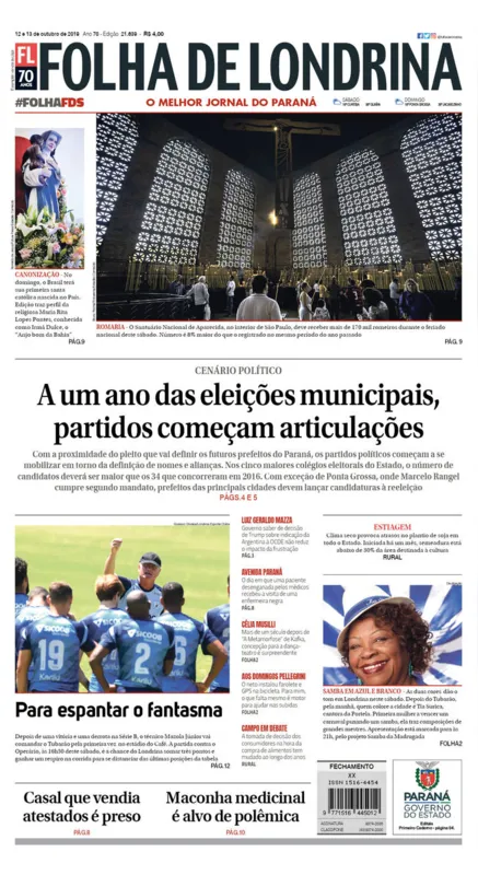 Imagem ilustrativa da imagem Capa do dia 12/10/2019