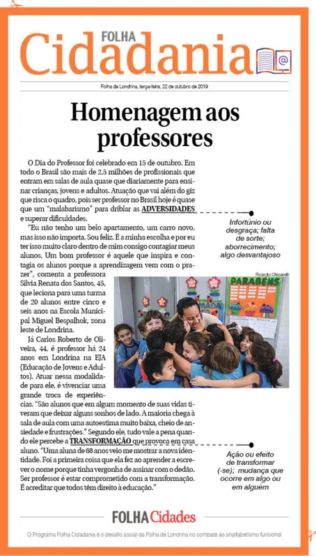Imagem ilustrativa da imagem Homenagem aos professores
