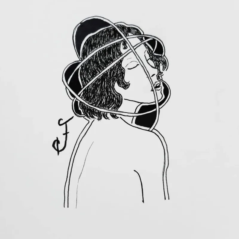 Os anéis de Saturno foi a interpertação de João Paulo Gasparini para o tema do Dia 1 do Inktober