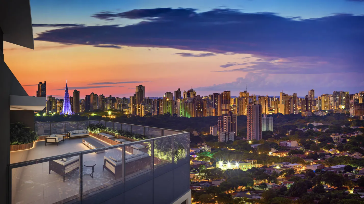O terraço possibilita vista privilegiada para o Parque do Ingá, Catedral e o centro da cidade