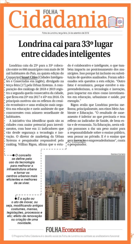 Imagem ilustrativa da imagem Londrina cai para 33º lugar entre cidades inteligentes
