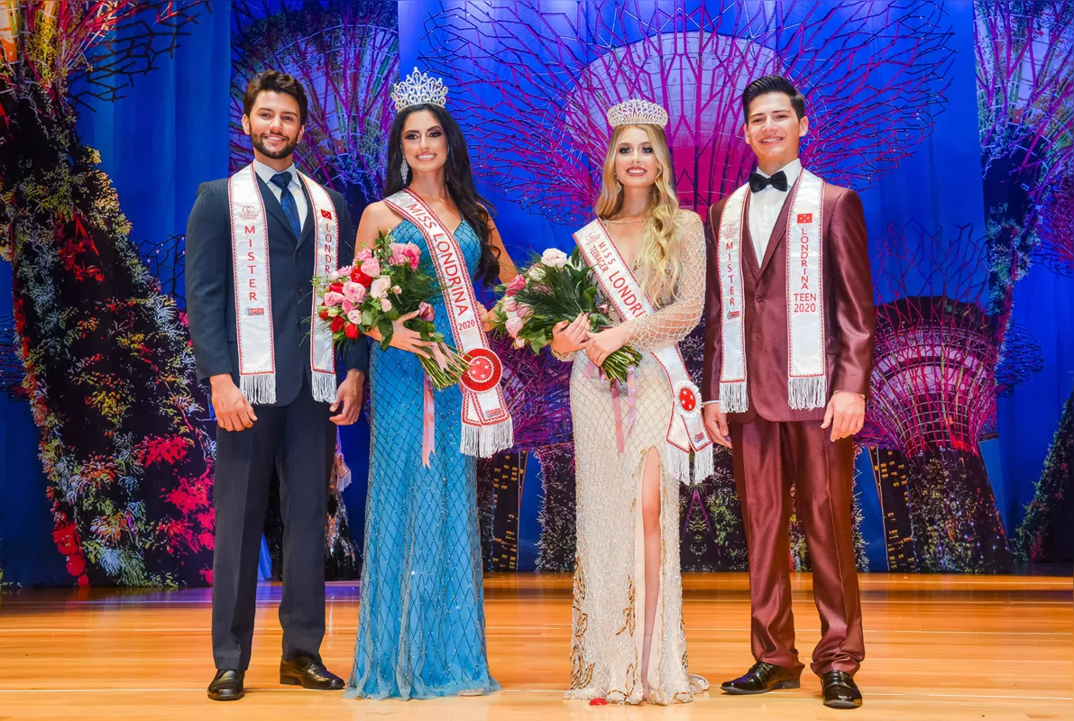 O Mister Londrina 2020, Matheus Guimarães, a Miss Londrina 2020 Isabella Milan, mais a Miss Londrina Teenager 2020 Isabela Schlommer e o Mister Londrina Teen 2020 Thiago Guidelli