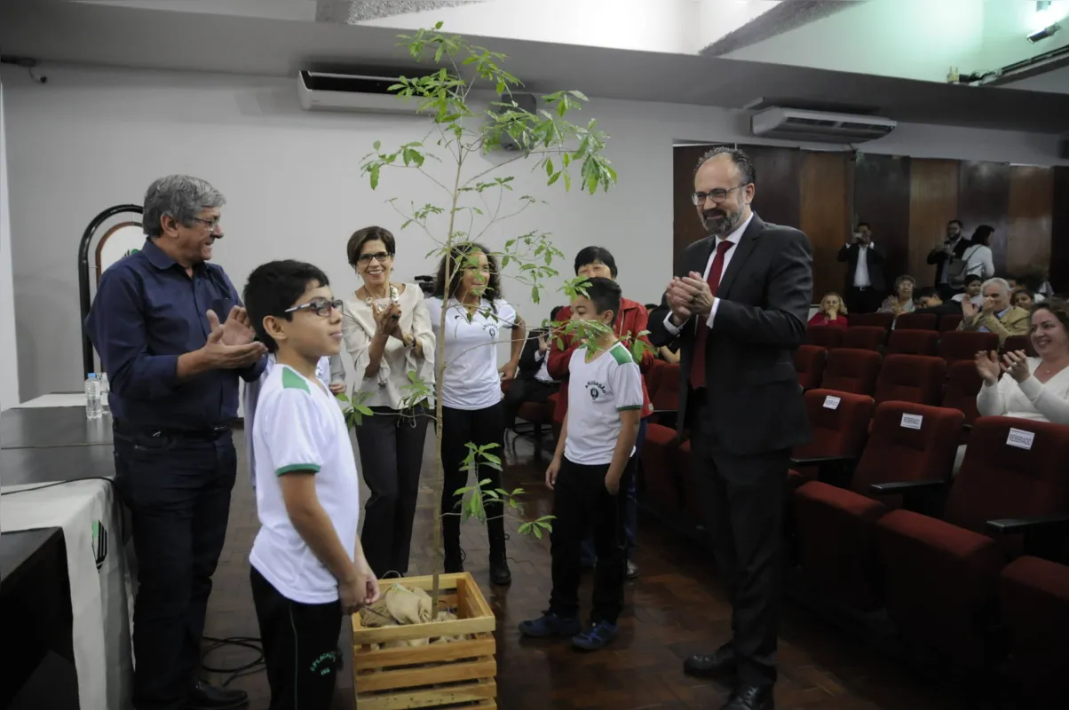 Alunos participaram do plantio simbólico da peroba-rosa, árvore símbolo da UEL 