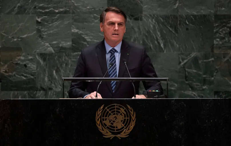 O presidente Jair Bolsonaro discursa na Assembleia Geral das Nações Unidas