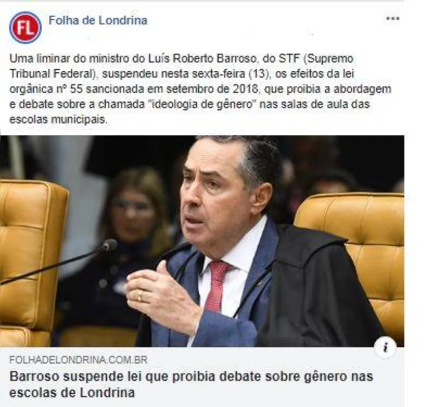 Imagem ilustrativa da imagem FOLHA NAS REDES - Debate sobre gênero