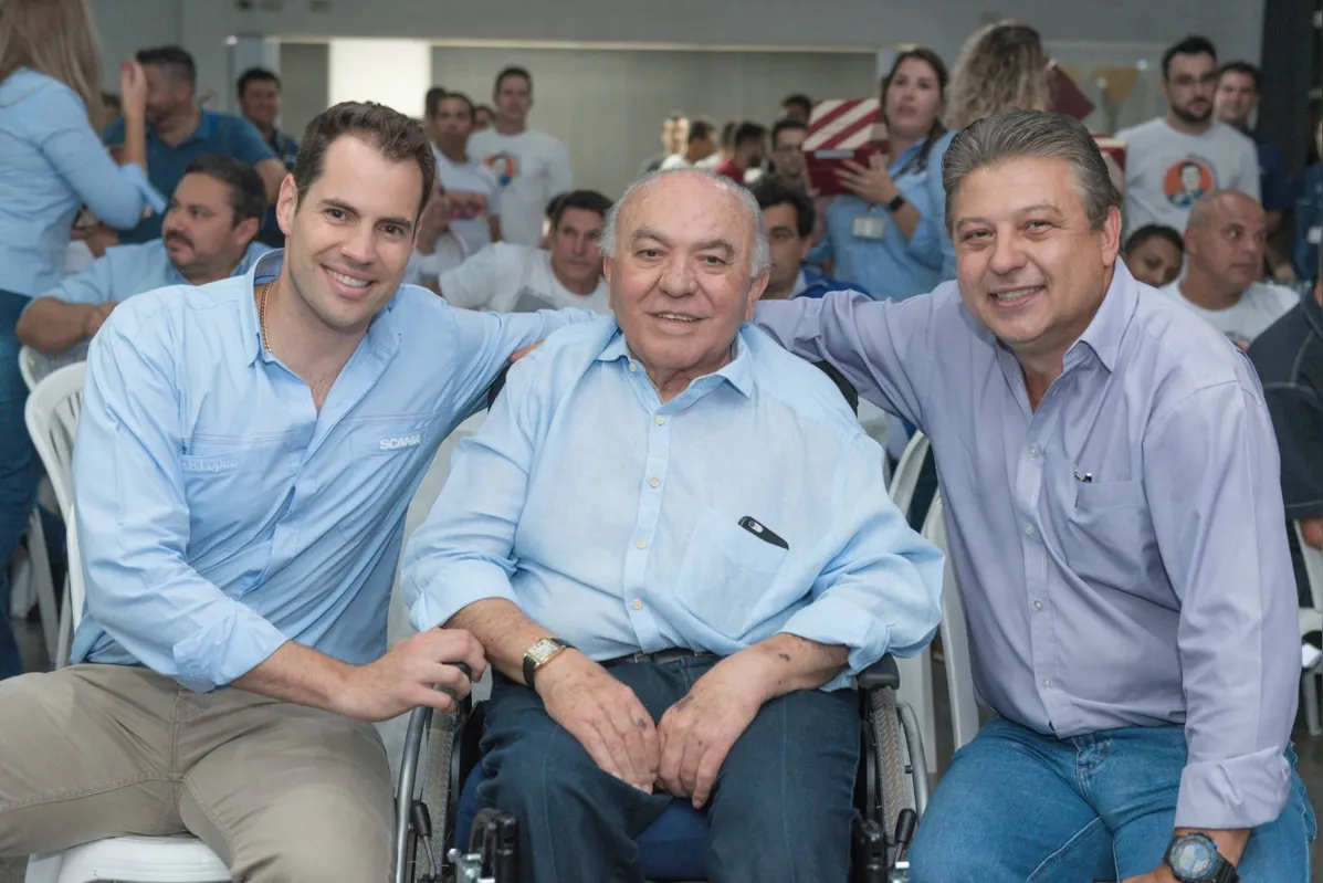 O empresário Pedro Barboza Lopes com Felipe Haas e Antonio Zapatosni  