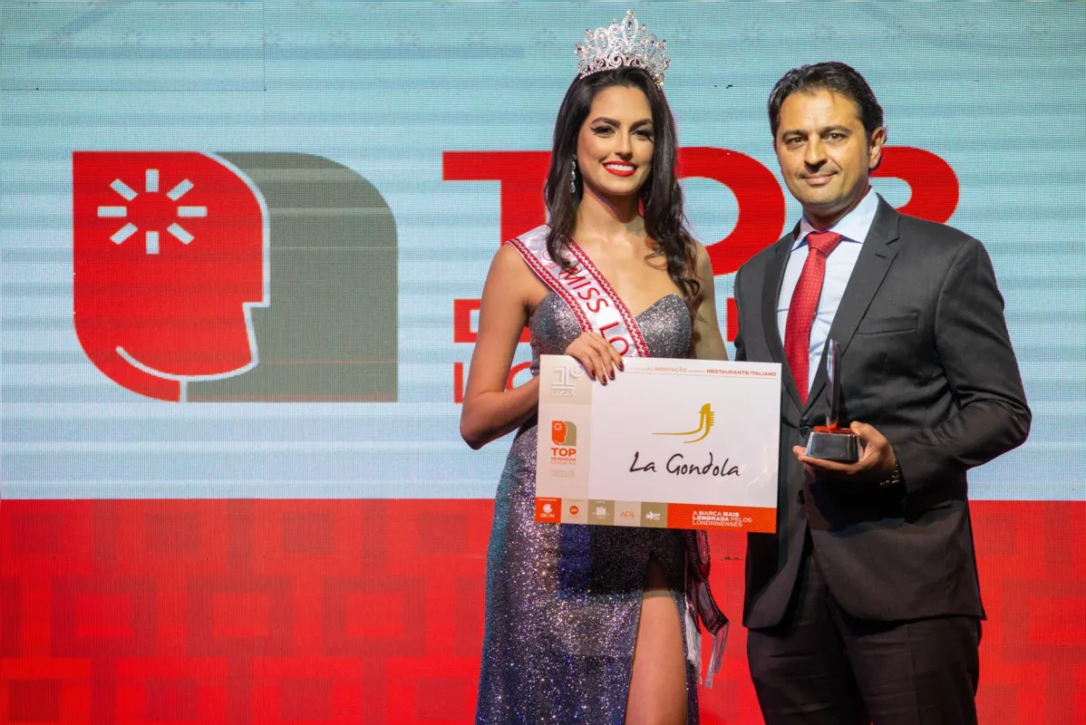 Luis Fernando Consalter recebeu o prêmio da Miss Londrina, Isabella Milan, pelo restaurante italiano La Gôndola