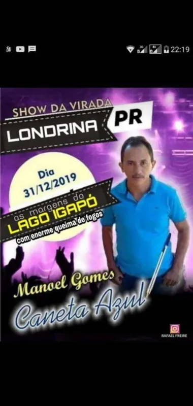 Post dizia que Manoel Gomes, autor de 'Caneta Azul', faria o show da Virada em Londrina, mas tudo não passou de brincadeira 