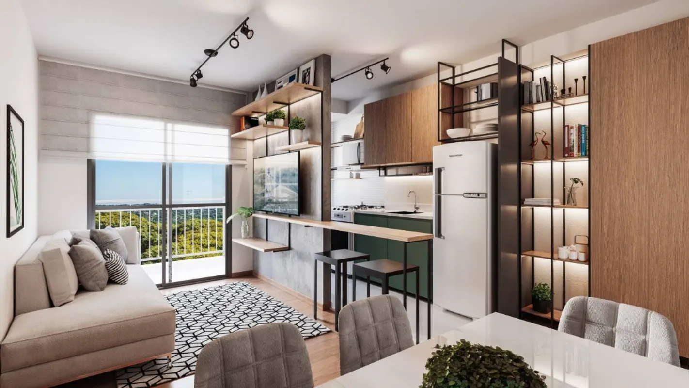 Cada unidade terá 45 m² de área privativa e 62 m² de área total e será entregue com piso laminado nos quartos e salas 