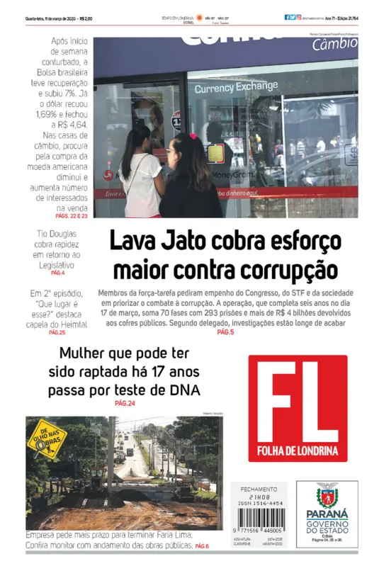 Imagem ilustrativa da imagem Capa 11/03/2020