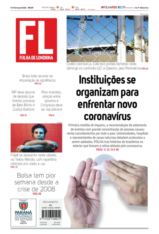 Imagem ilustrativa da imagem Capa 14/03/2020