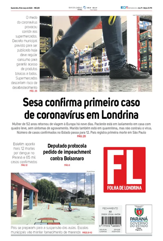 Imagem ilustrativa da imagem Capa 18/03/2020