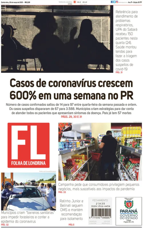 Imagem ilustrativa da imagem Capa 26/03/2020