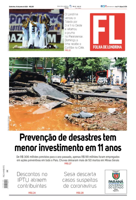 Imagem ilustrativa da imagem Capa 30/01/2020