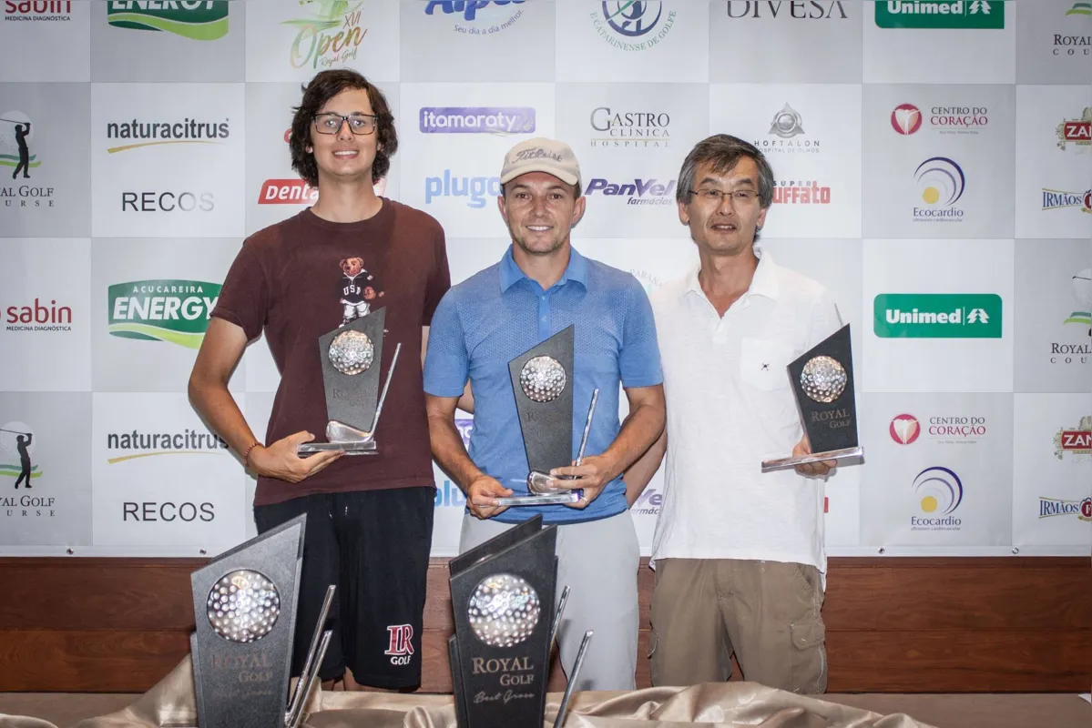 O trio vencedor da primeira categoria, formado por Pedro Rebel, Dagoberto e Ricardo Nakamura 

