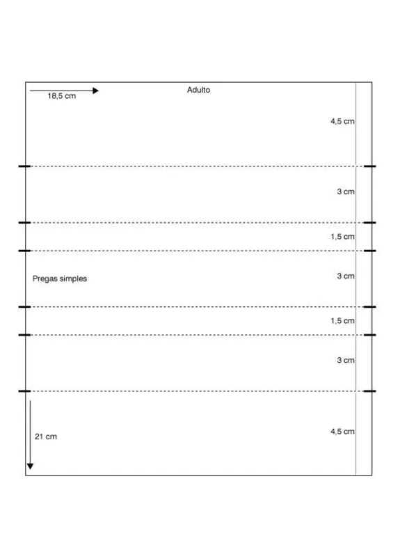Baixe aqui o PDF para impressão do molde adulto de pregas simples