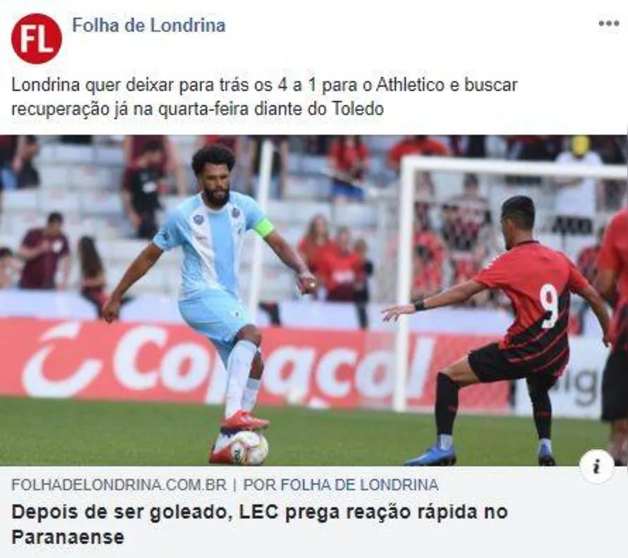 Imagem ilustrativa da imagem FOLHA NAS REDES - LEC no paranaense
