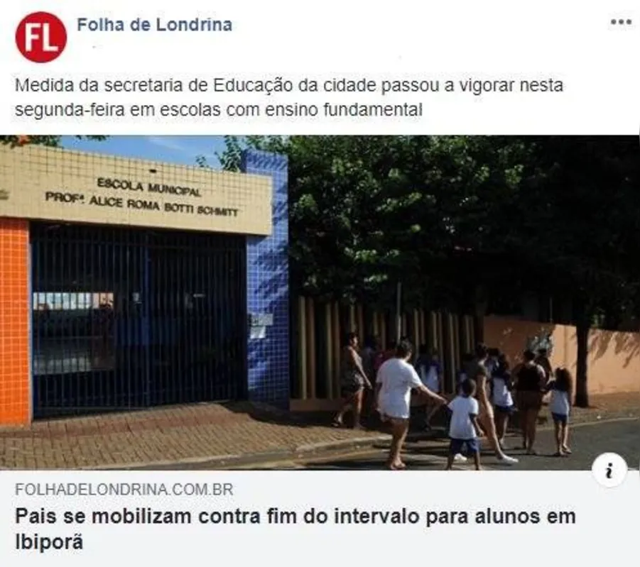Imagem ilustrativa da imagem Fim do intervalo nas escolas