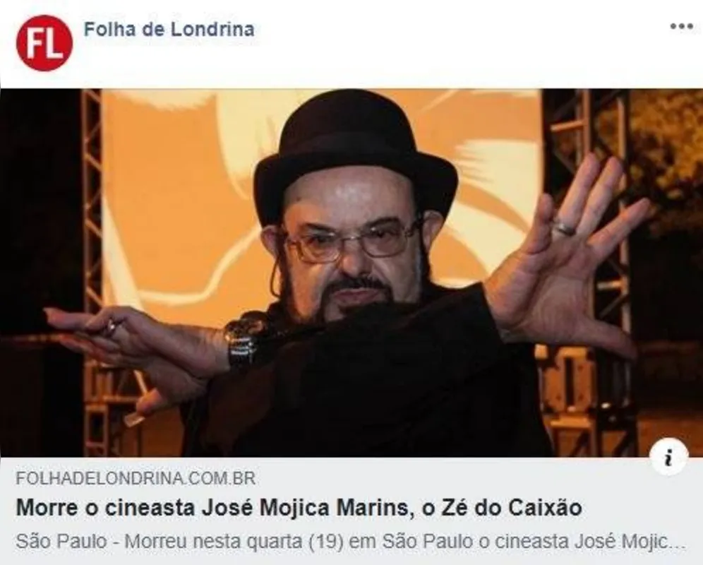 Imagem ilustrativa da imagem Homenagem ao cineasta Zé do Caixão