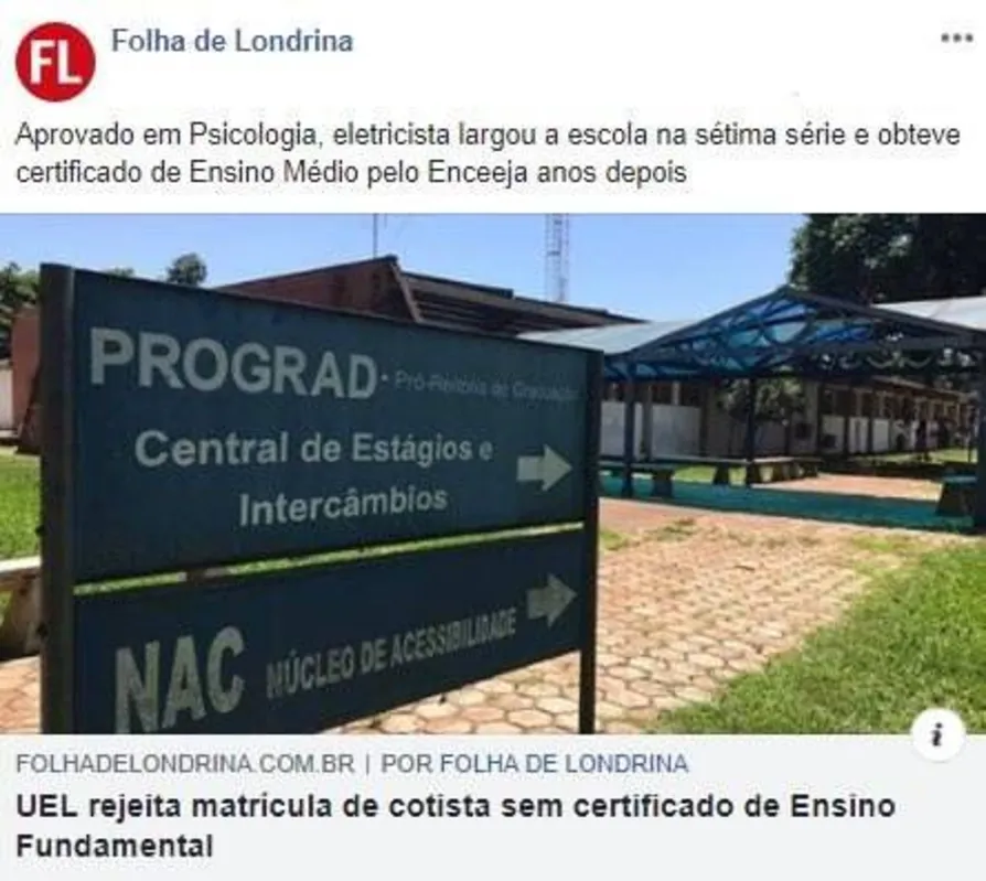 Imagem ilustrativa da imagem Matrícula recusada