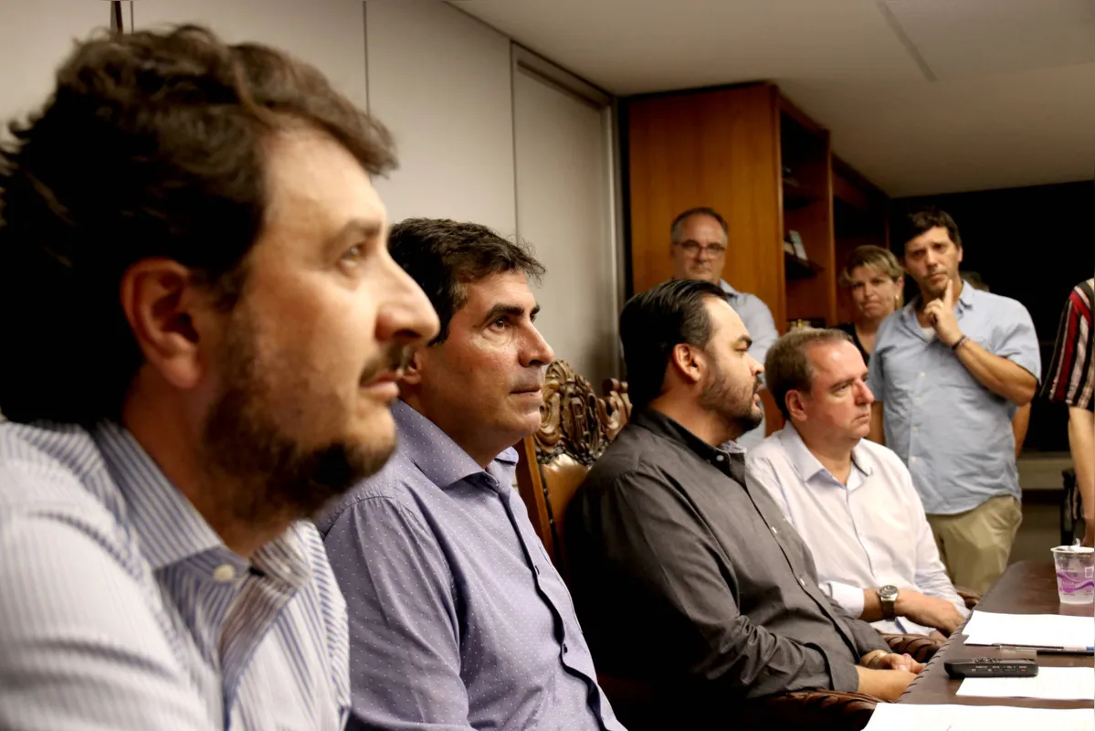 Durante a coletiva, o prefeito Marcelo Belinati informou que haverá alteração no transporte coletivo