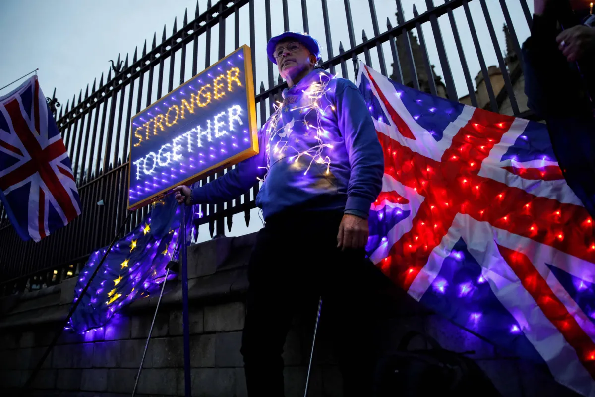 Calçadas do Parlamento britânico foram palco de protesto contra o brexit 