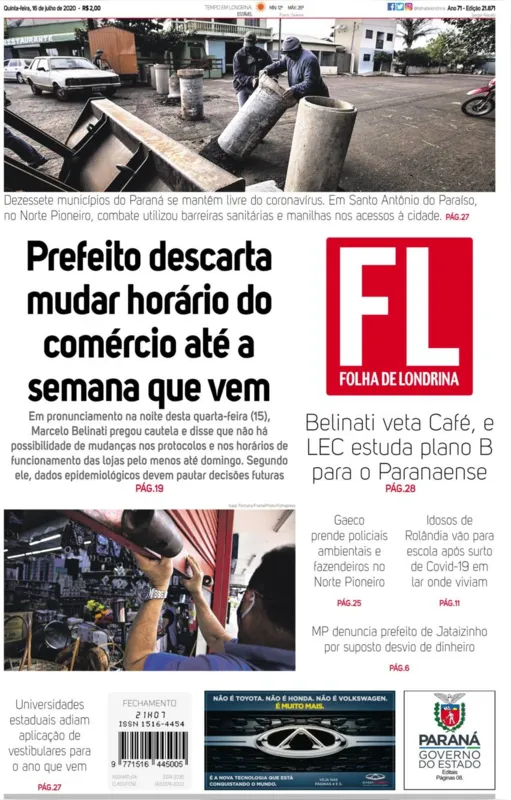 Imagem ilustrativa da imagem Capa 16/07/2020