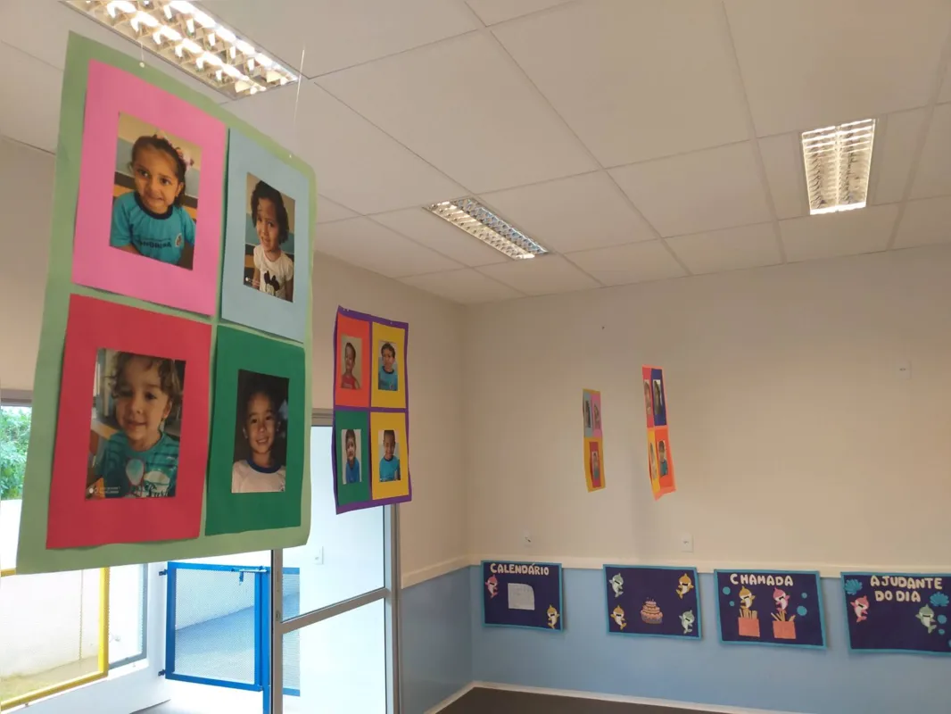 Com as aulas presenciais suspensas, crianças foram lembradas na inauguração com fotos