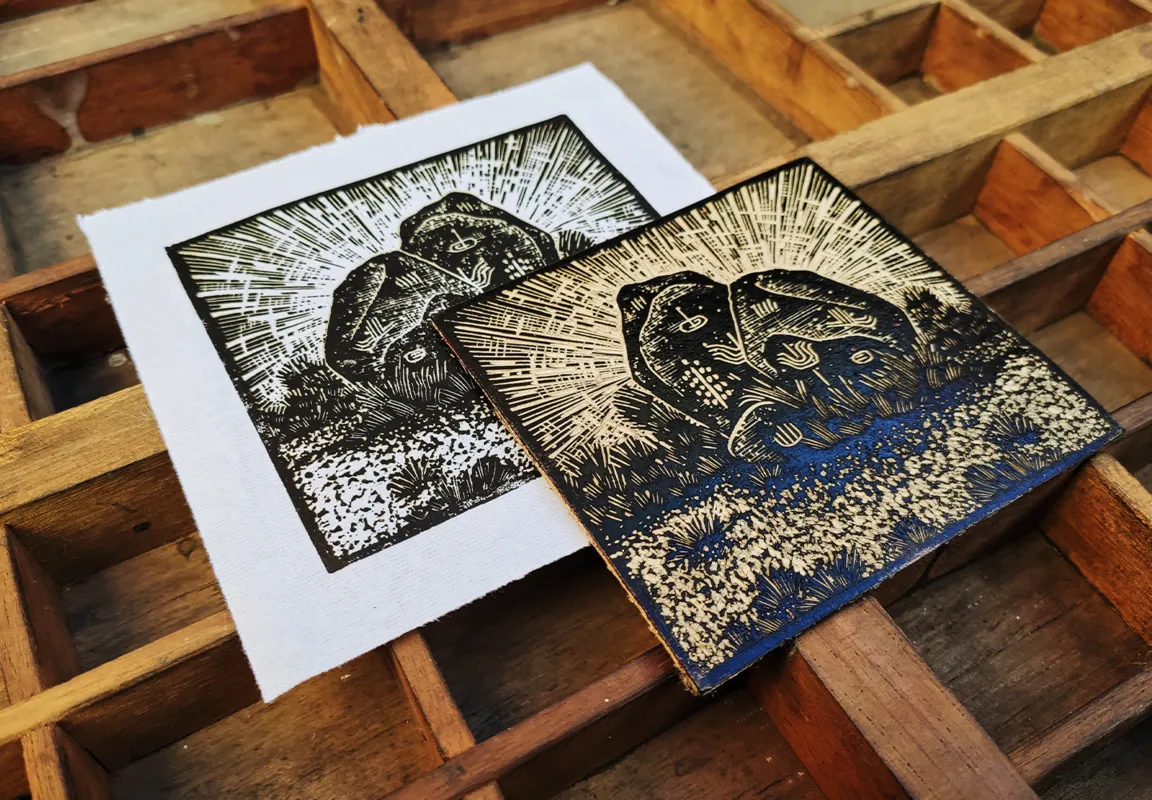 Teste de gravura de Luis Matuto para o livro